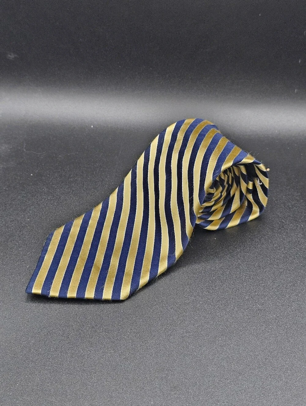 Nautica Men's Blue and Gold Striped Silk Necktie Classic Business Neck Wear